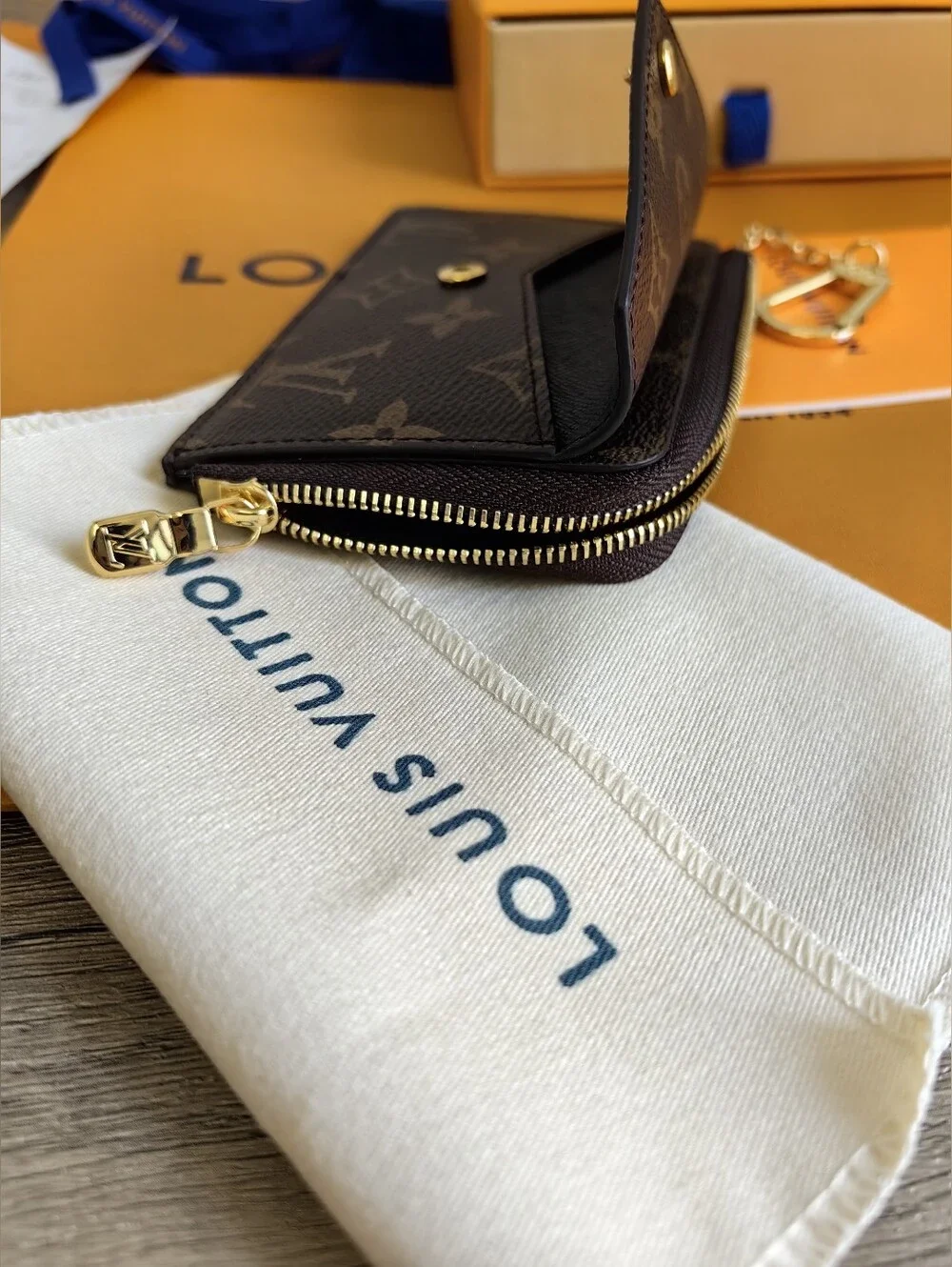 Louis Vuitton Monogram Key Pouch Wallet in Dark Brown with Gold Hardware